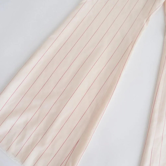 Orseund Iris Cream w Red Pinstripe Wide Leg Mid-Rise Crop Dress Pants Trousers 6 - Picture 7 of 14